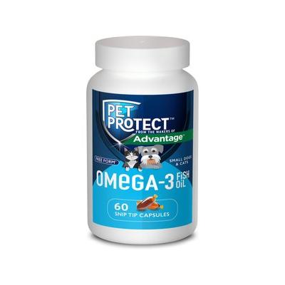 Pet Protect Free Form Omega-3 Fish Oil Snip Tip Capsule Supplements for Small Dogs & Cats, 60 count