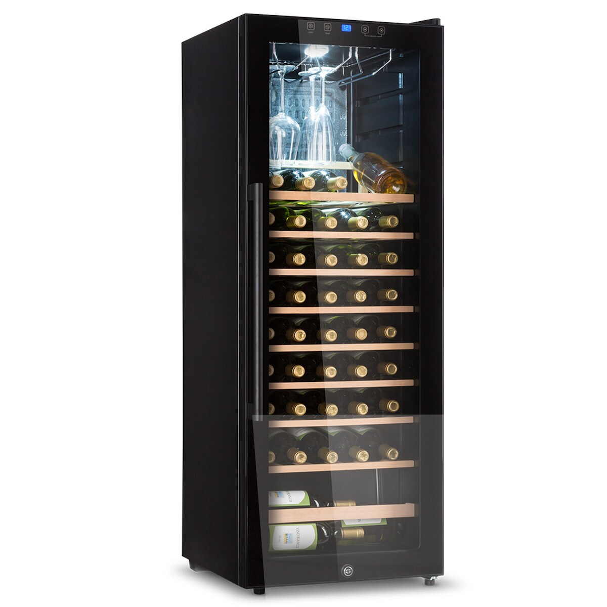 Klarstein Barossa 54 Uno Weinkühlschrank 155 L 54 Flaschen Glastür Touch LED Schwarz Image