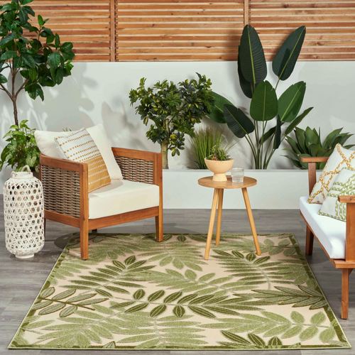 Tropical Foliage Rectangle Rug Green, 6' x 9', Green