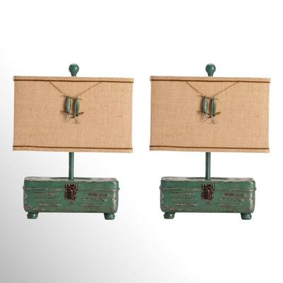 Tackle Box Table Lamps Hunter Green Set of Two, Set of Two, Hunter Green