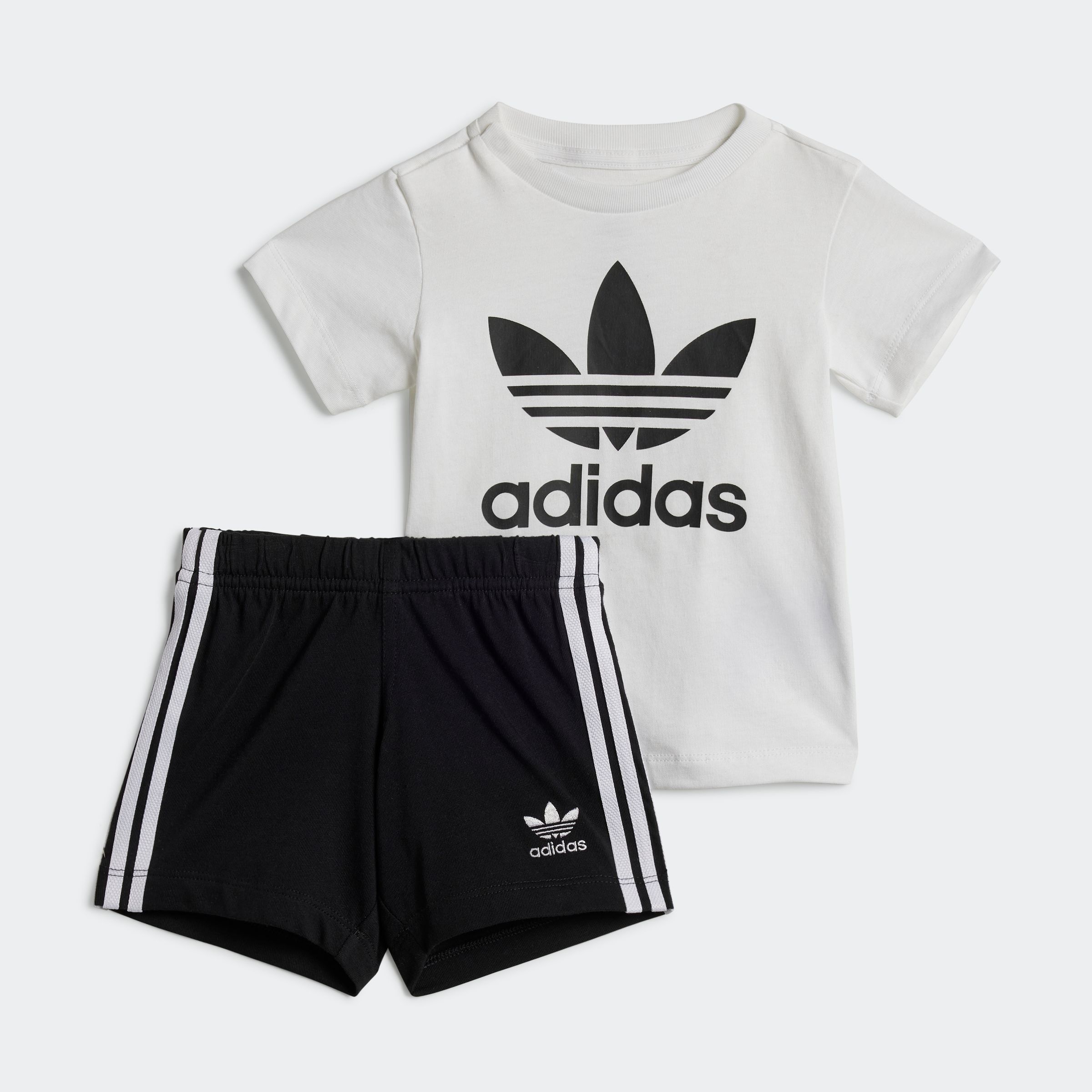 T-Shirt & Shorts ADIDAS ORIGINALS "SHORT TEE SET", Kinder, Gr. 92, schwarz-weiß (schwarz, weiß), Obermaterial: 100% Baumwolle, KOB Set-Artikel Image