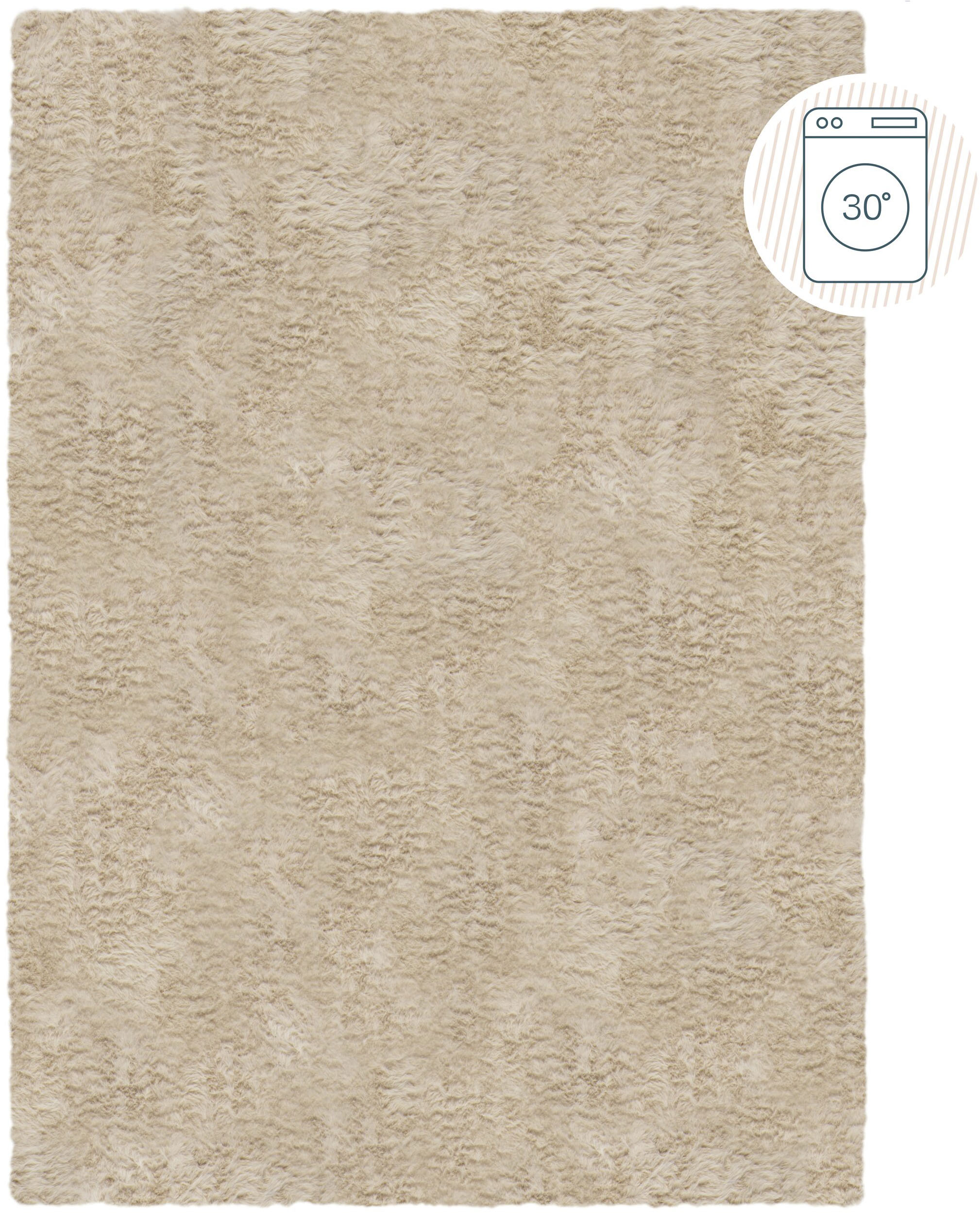 Hochflor-Teppich FLAIR RUGS "Alpine Faux Fur", beige (natur), B:180cm H:35mm L:290cm, Kunstfaser, Teppiche, waschbarer Kunstpelzteppich Image