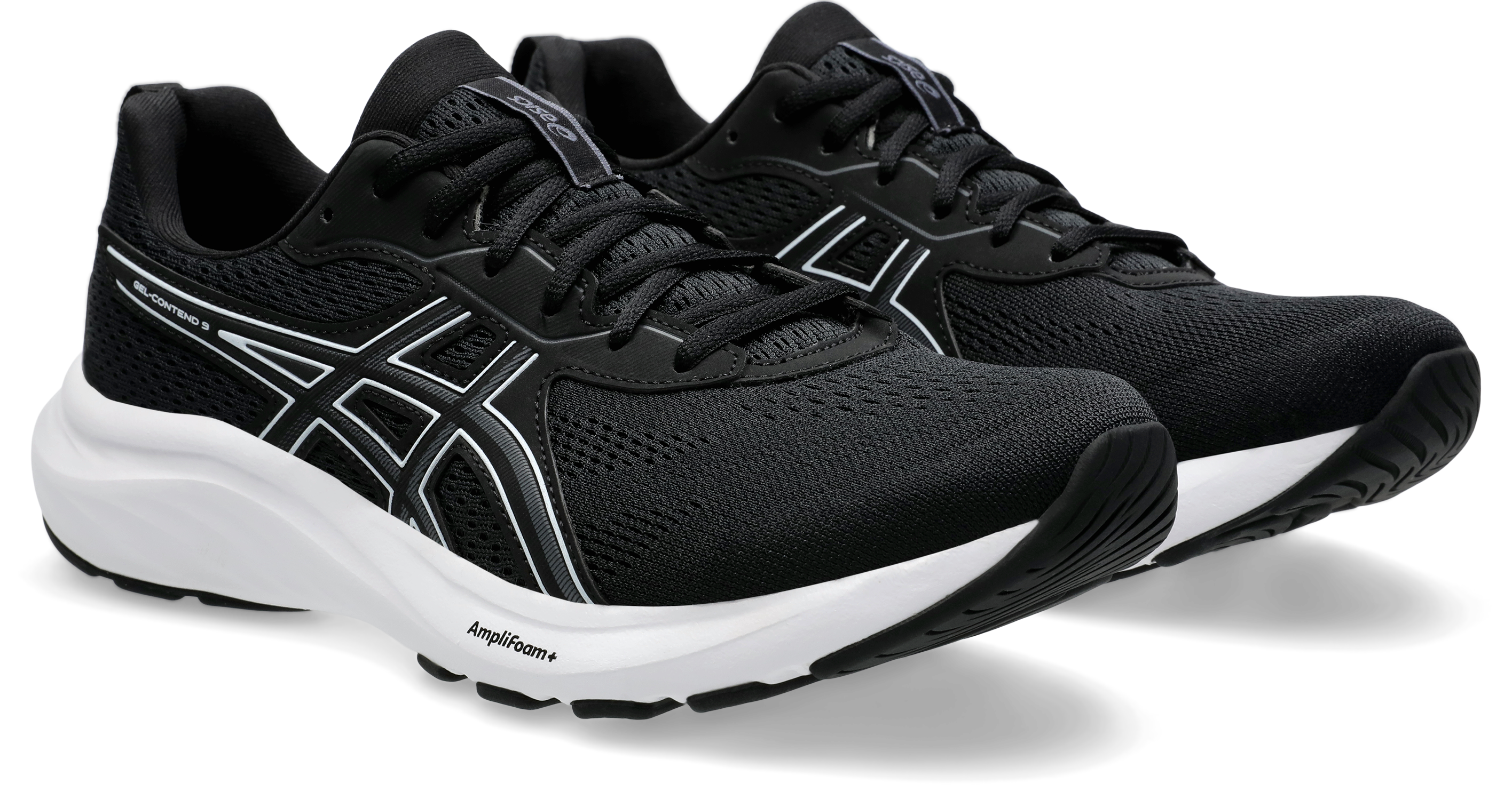 Laufschuh ASICS "GEL-CONTEND 9", Gr. 44, schwarz-weiß (schwarz, weiß), Synthetik, Textil, Sportlich, Schuhe, mehr Dämpfung