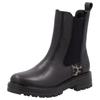Chelseaboots REMONTE, Damen, Gr. 41, schwarz, Leder, Lederimitat, Elastischer Einsatz, modisch, Schuhe, Blockabsatz, Boots, Stiefelette mit Besatz in Leo-Optik