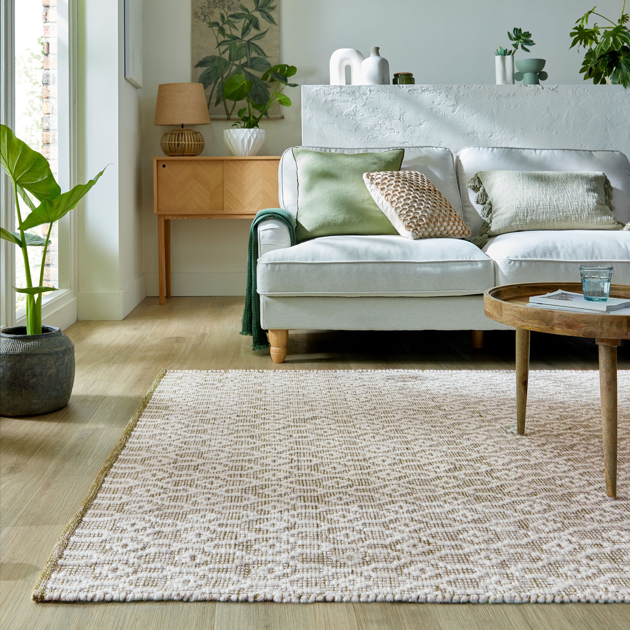 Teppich FLAIR RUGS "Dream", grün, B:80cm H:3mm L:150cm, Baumwolle, Kunstfaser, Wolle, Teppiche, aus Wollmischung, Wohnzimmer, Schlafzimmer, Esszimmer Image