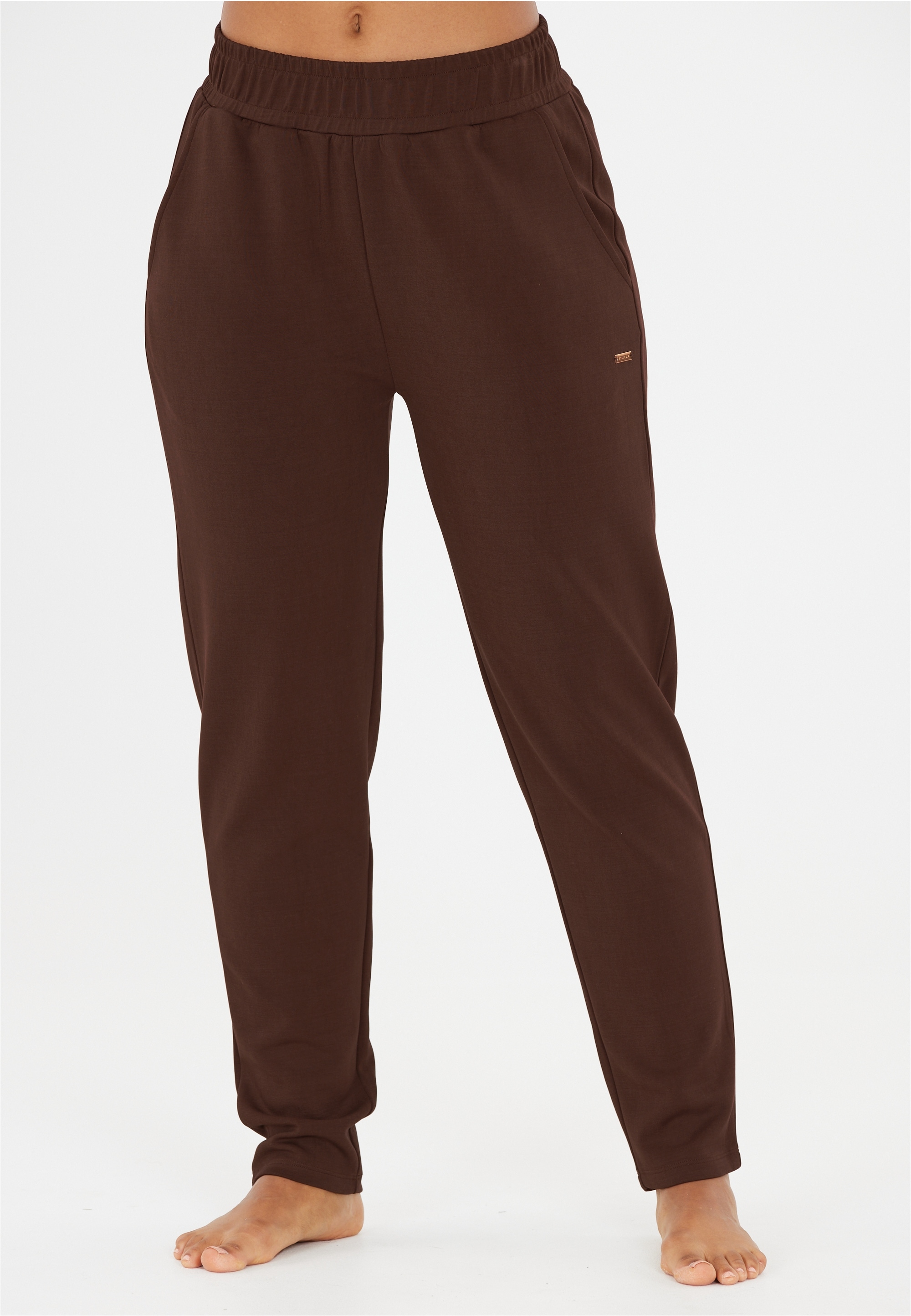 Sweathose ATHLECIA "Jillnana", Damen, Gr. 40, EURO-Größen, rot (bordeaux), 51% Polyester, 44% Modal, 5% Elasthan, unifarben, lang, Hosen Sweathose, mit recyceltem Polyester