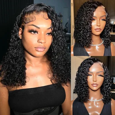 13×4 bob Wig Human Hair Lace Front Wigs 14 Inch Human Hair Curly Lace Front Wigs Human Hair Pre