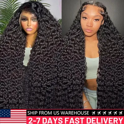 200 Density Deep Wave Frontal Wig 13x6 13x4 Curly Lace Front Human Hair Wigs For Women Wet And Wavy