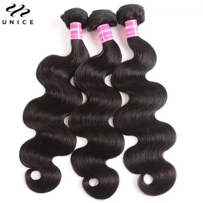 UNice Hair Body Wave Bundles 100% Human Hair 3/4 Bundles Natural Color Peruvian Hair/Brazilian