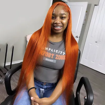 Gabrielle Orange Ginger Lace Front Wig Human Hair Straight Lace Front Wigs Human Hair 13X4 13X6 Lace