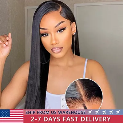 Wear Go Glueless Straight Human Hair Wig 6x4 5×5 HD Lace Closure Wig PrePlucked Hairline Pre Cut