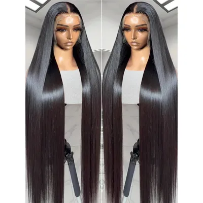 HD 5x5 Glueless Wear and Go Straight 13x6 Lace Front Human Hair Wigs 30 40 Inch 200% Transparent