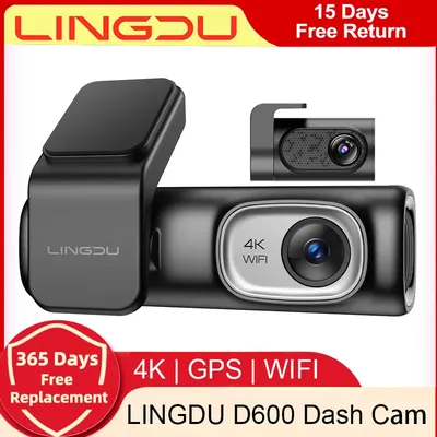 LINGDU D600 4K 2160P UHD Dash Cam Car DVR WiFi Camera Built in GPS Voice Control 24H Parking Monitor