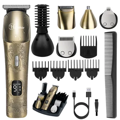 Hatteker 6 in 1 multifunction hair trimmer rechargeable wireless electric baber haircut for men hair