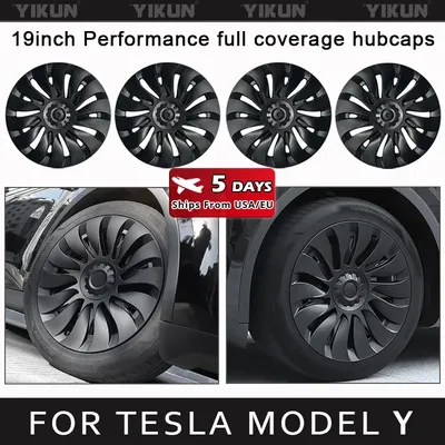 4PCS Hub Cap for Tesla Model Y Performance Full Rims Cover Wheel Cap 19-Inch Hubcap for Gemini