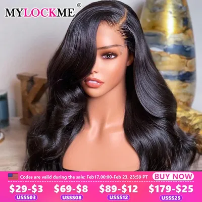 34 32In Body Wave Human Hair Lace Frontal Wigs 13x4 13x6 Transparent Lace Front Wig For Women 6x4