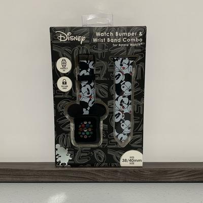 Disney Accessories | Disney Mickey Mouse Bumper & Wrist Band Combo For Apple Watch 38/40mm-New In Box | Color: Black/White | Size: Os