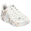 Plateausneaker SKECHERS "Skechers x JGoldcrown: Uno Lite - Metallic Love", Kinder, Gr. 38, beige (natur kombiniert), Lederimitat, casual, Schuhe, Schnürschuh, Keilsneaker mit Herzchen im Metallic Look bedruckt
