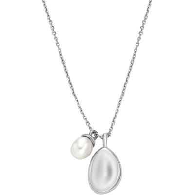 Kette mit Anhänger SKAGEN "Schmuck Geschenk Edelstahl Kette AGNETHE PEARL PEBBLE, SKJ1831040", silber (edelstahlfarben, 