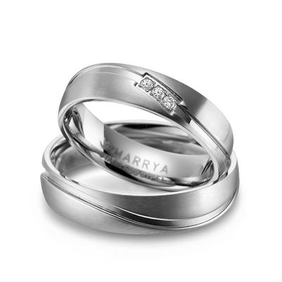 Partnerring MARRYA "Edelstahl Ringe Trauringe Eheringe Partnerringe" Gr. 56, silber (herren ring, silber), Fingerringe, 