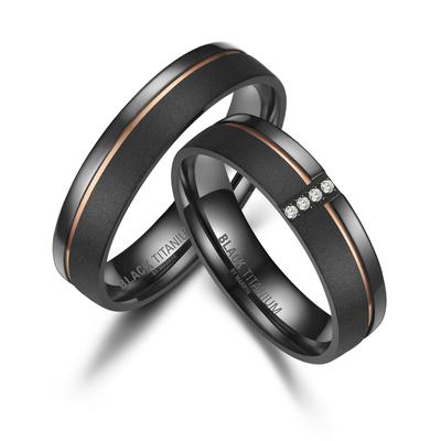 Partnerring MARRYA "BLACK TITANIUM by MARRYA" Gr. 68, schwarz (herren ring, schwarz, gold), Fingerringe, Damen, 68, Tita