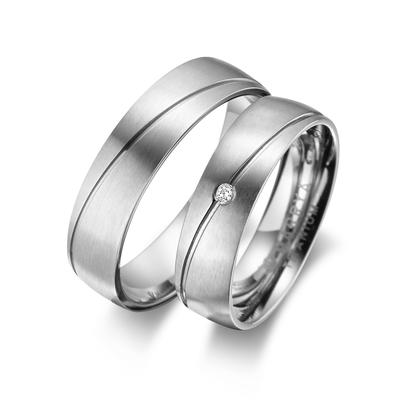 Partnerring MARRYA "Titan Ringe Trauringe Eheringe Partnerringe" Gr. 62, silber (herren ring, silber), Fingerringe, Dame