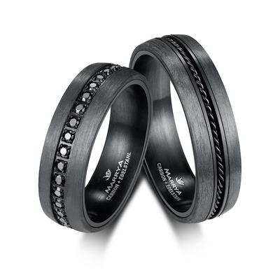 Partnerring MARRYA "Carbon Ringe Trauringe Eheringe Partnerringe" Gr. 56, schwarz (damen ring, schwarz), Fingerringe, Da