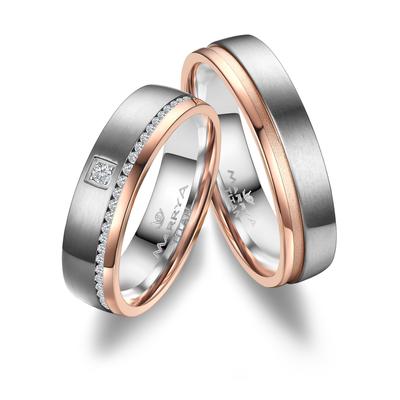 Partnerring MARRYA "Titan Ringe Trauringe Eheringe Partnerringe" Gr. 56, rosa (damen ring, silber, rosé), Fingerringe, D