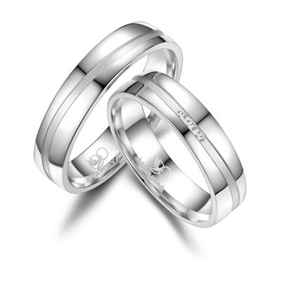 Partnerring MARRYA "Silber Ringe Trauringe Eheringe Partnerringe" Gr. 48, silber (herren ring, silber), Fingerringe, Dam