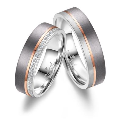 Partnerring MARRYA "Tantal Ringe Trauringe Eheringe Partnerringe" Fingerringe Gr. 64, Tantal, rosegold (herren ring - silber rosé) Damen