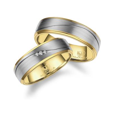 Partnerring MARRYA "Diamant Titan Ringe Trauringe Eheringe Partnerringe" Gr. 50, silber (damen ring, silber, gold), Fing