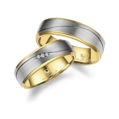 Partnerring MARRYA "Diamant Titan Ringe Trauringe Eheringe Partnerringe" Gr. 60, silber (damen ring, silber, gold), Fing