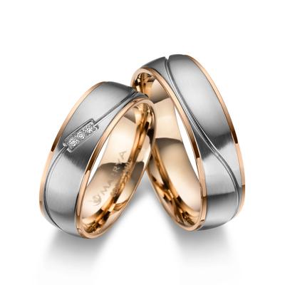 Partnerring MARRYA "Edelstahl Ringe Trauringe Eheringe Partnerringe" Gr. 54, rosa (damen ring, silber, rosé), Fingerring