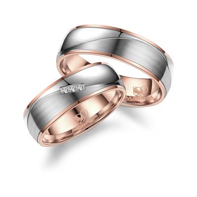 Partnerring MARRYA "Titan Ringe Trauringe Eheringe Partnerringe" Gr. 52, rosa (damen ring, silber, rosé), Fingerringe, D