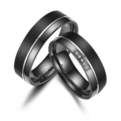 Partnerring MARRYA "BLACK TITANIUM by MARRYA" Gr. 52, schwarz (herren ring, schwarz, silber), Fingerringe, Damen, 52, Ti