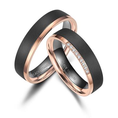 Partnerring MARRYA "BLACK TITANIUM by MARRYA" Gr. 52, rosa (damen ring, schwarz, rosé gold), Fingerringe, Damen, 52, Tit