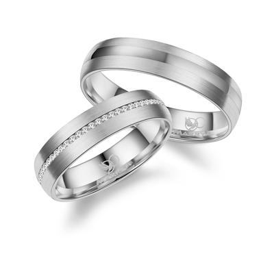 Partnerring MARRYA "Edelstahl Ringe Trauringe Eheringe Partnerringe" Gr. 48, silber (damen ring, silber), Fingerringe, D