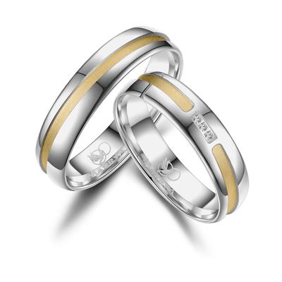 Partnerring MARRYA "Silber Ringe Trauringe Eheringe Partnerringe" Gr. 70, gold (herren ring, silber, gold), Fingerringe,