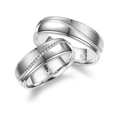 Partnerring MARRYA "Edelstahl Ringe Trauringe Eheringe Partnerringe" Gr. 72, silber (herren ring, silber), Fingerringe, 