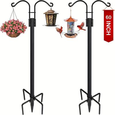 TEMU Xdw-gifts Double Shepherd Hooks For Outdoor, 2 Packs Of Heavy Duty Garden Poles Hanging Bird Feeders, Plant Baskets, Solar Lanterns, Garden Plant Hanger Stands With 5 Base Forks 60 