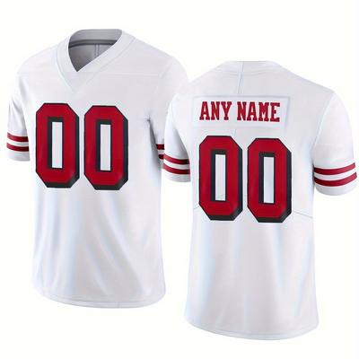 TEMU Customized Name And Number Embroidery, Men's Short Sleeve V-neck Football Jersey, Breathable Sports Shirt For Team Training