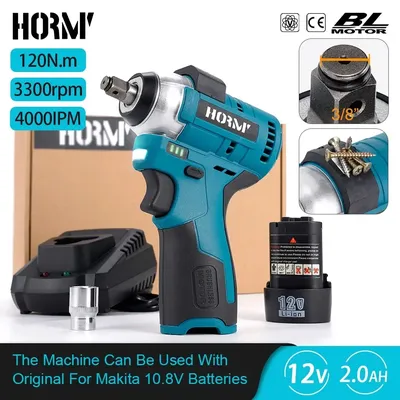 Hormy Brushless 120N.m Electric Impact Wrench 3/8 Inch Mini Cordless Torque Power DIY Tools For Makita 10.8V Lithium-Ion Battery