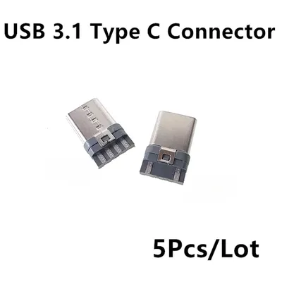 USB 3.1 Type C Connector 2Pin 4 Pin 8Pin Male Socket Receptacle Through Holes PCB 180 Vertical Shield USB-C Charging Data DIY