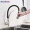 Robinet mitigeur de cuisine en caoutchouc Nickel brossé, robinets de pulvérisation à jet extractible, robinet d'eau chaude et froide, robinet de cuisine à une poignée