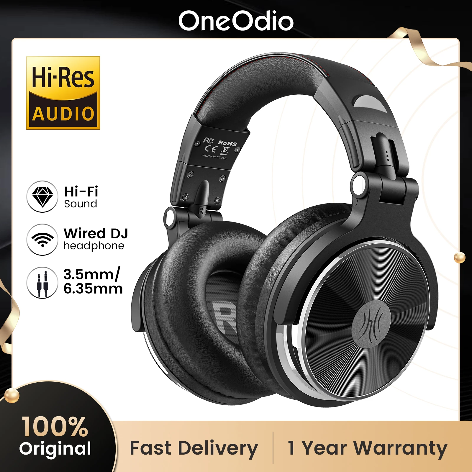 Oneodio Pro 10 Over Ear Cuffie Hifi Studio DJ Cuffie Monitor cablato Cuffie musicali Auricolari con microfono per telefono Computer PC