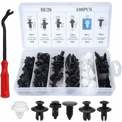 100 Stück Befestigungsclips Auto Clips Set, 6 Arten Türverkleidung Clips Nylon Stoßstange