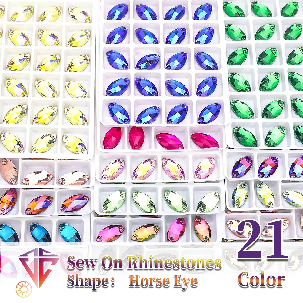 Sew On Rhinestone For Clothing пришивные стразы Strass Steentjes Leaf Shape Horse Eye Flatback Crystal Rhinestone Decoration