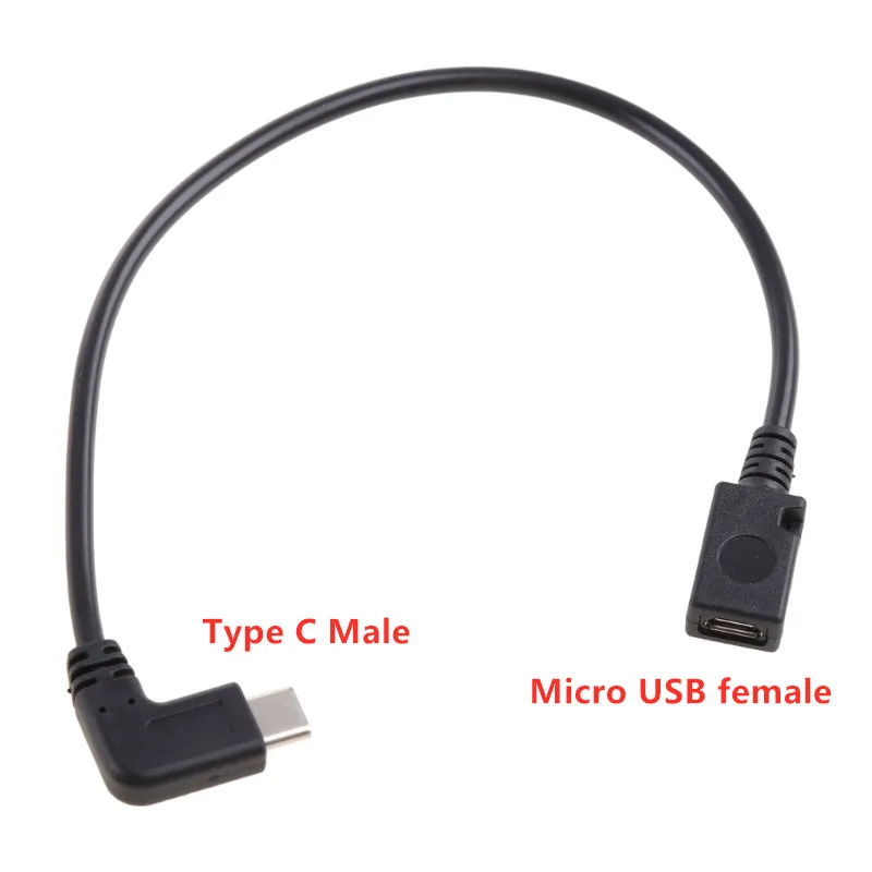 1PC Micro USB a tipo C cavo dati Micro USB 90 gradi ad angolo retto USB-C maschio a Micro USB femmina convertitore cavo adattatore OTG