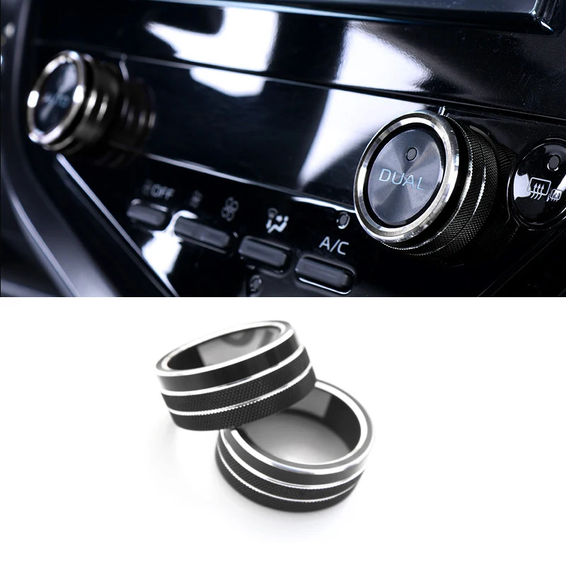 Auto Console Centrale Aria Condizionata AC Regolare Interruttore Manopola Pulsante Anello di Copertura Trim Decor Misura per Toyota Camry 2018-2022 2023 Nero