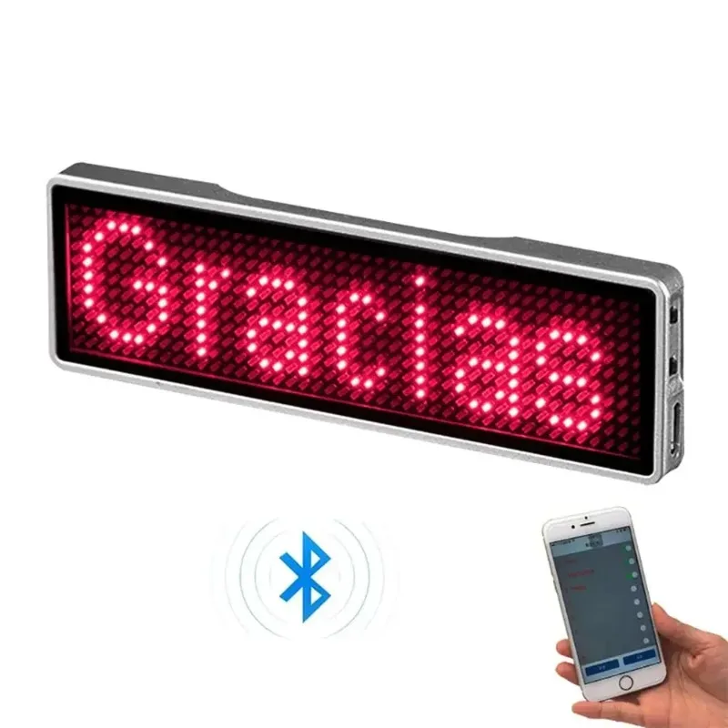 Insigne LED numérique Bluetooth aste, insigne de bricolage, tableau de message défilant programmable, mini affichage LED, étiquette de nom